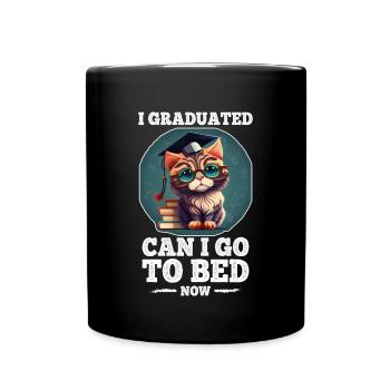 Abschluss Schlafen Katze Uni Master Bachelor - Tasse einfarbig - Schwarz - Vorne