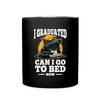 Abschluss Schlafen Katze Uni Master Bachelor - Tasse einfarbig - Schwarz - Vorne