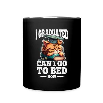Abschluss Schlafen Katze Uni Master Bachelor - Tasse einfarbig - Schwarz - Vorne