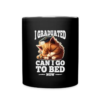 Abschluss Schlafen Katze Uni Master Bachelor - Tasse einfarbig - Schwarz - Vorne