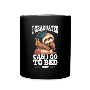 Degree Sleeping Sloth Uni Master Bachelor - Full Colour Mug - black - Front