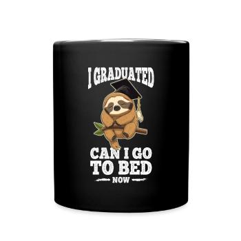 Degree Sleeping Sloth Uni Master Bachelor - Full Colour Mug - black - Front