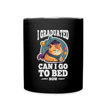 Abschluss Schlafen Katze Uni Master Bachelor - Tasse einfarbig - Schwarz - Vorne