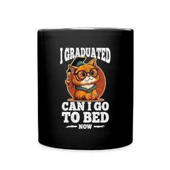 Abschluss Schlafen Katze Uni Master Bachelor - Tasse einfarbig - Schwarz - Vorne