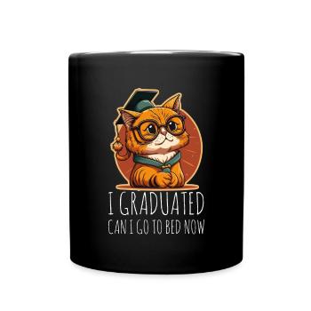 Abschluss Schlafen Katze Uni Master Bachelor - Tasse einfarbig - Schwarz - Vorne