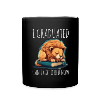 Abschluss Schlafen Löwe Uni Master Bachelor Schule - Tasse einfarbig - Schwarz - Vorne