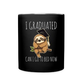 Degree Sleeping Sloth Uni Master Bachelor - Full Colour Mug - black - Front