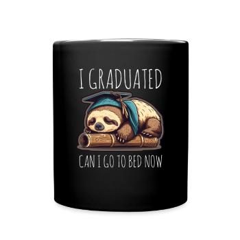 Degree Sleeping Sloth Uni Master Bachelor - Full Colour Mug - black - Front
