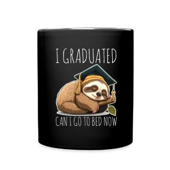 Degree Sleeping Sloth Uni Master Bachelor - Full Colour Mug - black - Front
