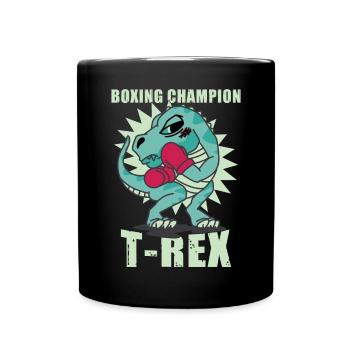Boxing Dinosaur TRex - Full Colour Mug - black - Front