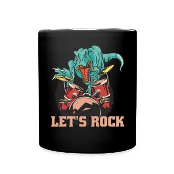 Drôle de dinosaure jouant de la batterie - Mug uni - noir - Devant