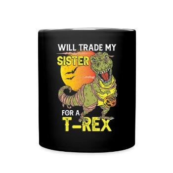 Halloween T-Rex Dinosaur - Full Colour Mug - black - Front