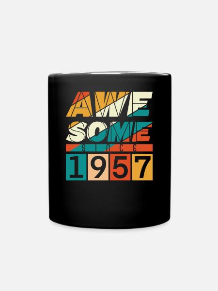 1957 Geboren Geburtstag Geburtsjahr Vintage - Tasse einfarbig - Schwarz