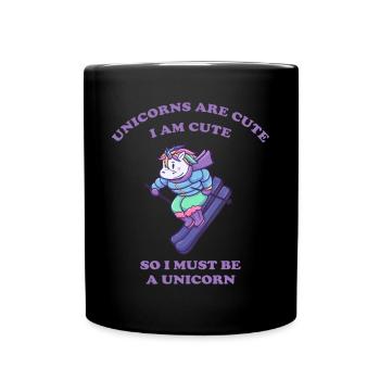 Je suis une licorne quand je skie - Mug uni - noir - Devant