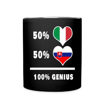 Slowakei und Italien Flaggen 100% genial - Tasse einfarbig - Schwarz - Vorne