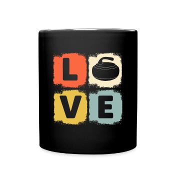 Retro Curling Liebe Design Curler Winter Eis Sport - Tasse einfarbig - Schwarz - Vorne
