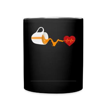 Tasse de battement de cœur de café renversée - Mug uni - noir - Devant