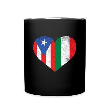 Drapeau portoricain italien amour Italie Porto Rico H - Mug uni - noir - Devant