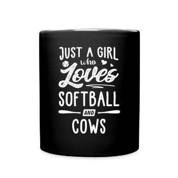 Nur ein Mädchen, das Softball und Kühe liebt Geschenk Frauen - Tasse einfarbig - Schwarz - Vorne