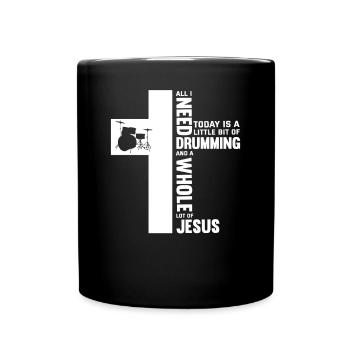 Schlagzeug Schlagzeuger Geschenk - Tasse einfarbig - Schwarz - Vorne