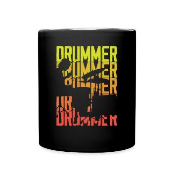 Schlagzeug Schlagzeuger Geschenk - Tasse einfarbig - Schwarz - Vorne