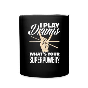 Schlagzeug Schlagzeuger Geschenk - Tasse einfarbig - Schwarz - Vorne