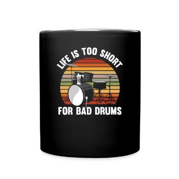 Schlagzeug Schlagzeuger Geschenk - Tasse einfarbig - Schwarz - Vorne