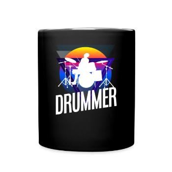 Schlagzeug Schlagzeuger Geschenk - Tasse einfarbig - Schwarz - Vorne