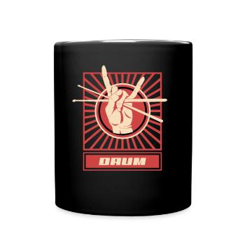 Schlagzeug Schlagzeuger Geschenk - Tasse einfarbig - Schwarz - Vorne