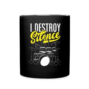 Schlagzeug Schlagzeuger Geschenk - Tasse einfarbig - Schwarz - Vorne