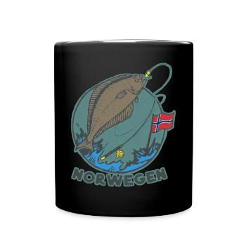 Angeln Norwegen Heilbutt Skandinavien - Tasse einfarbig - Schwarz - Vorne