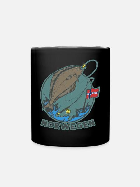 Angeln Norwegen Heilbutt Skandinavien - Tasse einfarbig - Schwarz