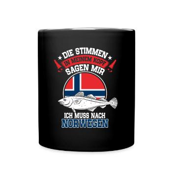 Angeln Norwegen Heilbutt Skandinavien - Tasse einfarbig - Schwarz - Vorne
