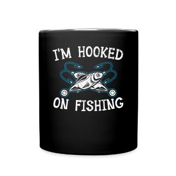 Ich bin süchtig nach Fischfisch Fischer Fischer - Tasse einfarbig - Schwarz - Vorne