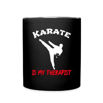 Karate is my therapist - Tasse einfarbig - Schwarz - Vorne