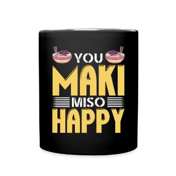 You Maki Miso Happy Sushi Ramen Japanese Kawaii - Full Colour Mug - black - Front