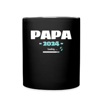 Papa Loading 2024 Werdender Papa Daddy Vater - Tasse einfarbig - Schwarz - Vorne