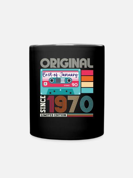 Januar Jahrgang 1970 53. Geburtstag Geschenk - Tasse einfarbig - Schwarz