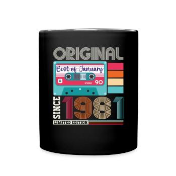 January born 1981 42nd birthday gift - Full Colour Mug - black - Front