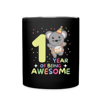 Mouse for 1st birthday for children one year old - Full Colour Mug - black - Front