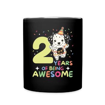 Dalmatiens pour les enfants de 2e anniversaire de deux ans - Mug uni - noir - Devant