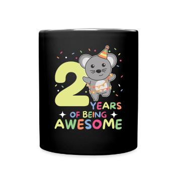 Souris pour les enfants de 2ème anniversaire de deux ans - Mug uni - noir - Devant