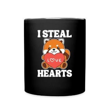 Panda roux pour la Saint-Valentin Je vole les cœurs - Mug uni - noir - Devant