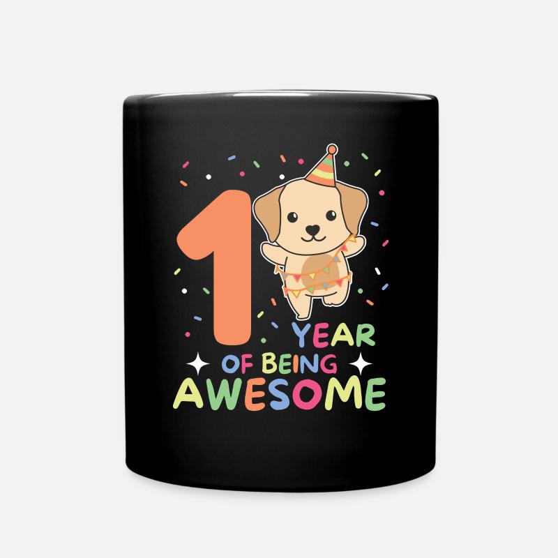 Labrador zum 1. Geburtstag für Kinder ein Jahr alt - Tasse einfarbig - Schwarz