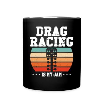 Drag Racing Race Car Girl Retro - Tasse einfarbig - Schwarz - Vorne