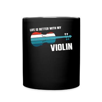 Violin Violinist Retro Vintage - Tasse einfarbig - Schwarz - Vorne