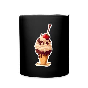 Eis Eiscreme Soft Eis Ich bin wegen dem Eis hier - Tasse einfarbig - Schwarz - Vorne