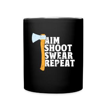 Axtwurf Axe Wurfspiel - Tasse einfarbig - Schwarz - Vorne