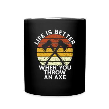 Axtwurf Axe Wurfspiel - Tasse einfarbig - Schwarz - Vorne