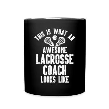 Lacrosse Coach Stick - Full Colour Mug - black - Front